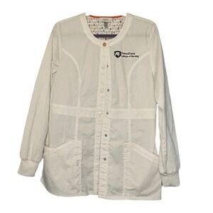 Code Happy Penn State Scrub Jacket White Round Neck Warm Up Long Sleeve M